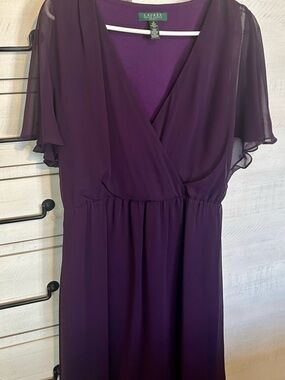 Ralph Lauren Deep Purple Wrap-Front Midi Dress